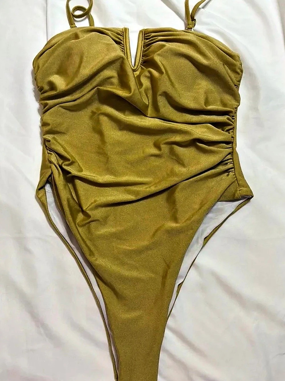 Ruched One-Piece Swimsuit in Green